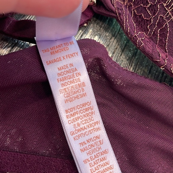Savage X Fenty Burgundy Lace Bra 36B - Picture 3 of 7